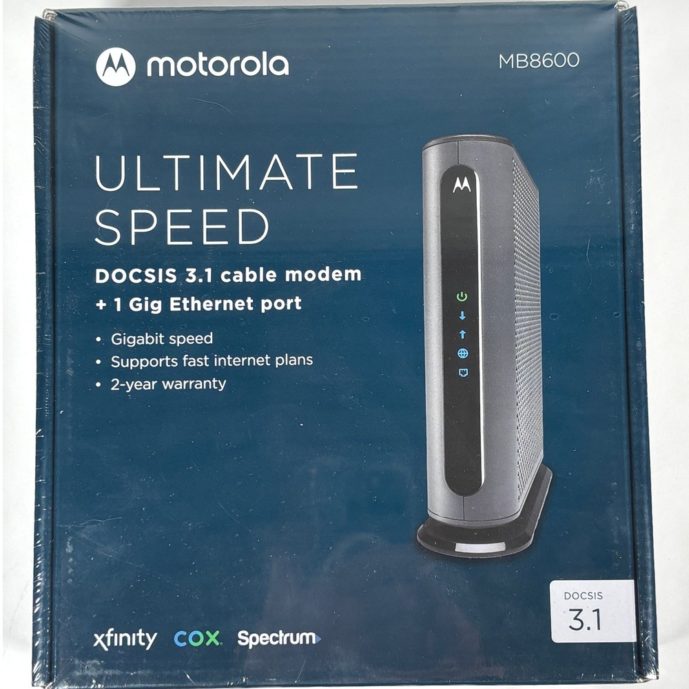 Motorola MB8600 DOCSIS 3.1 Cable Modem Gigabit Speed Xfinity Cox Spectrum NEW